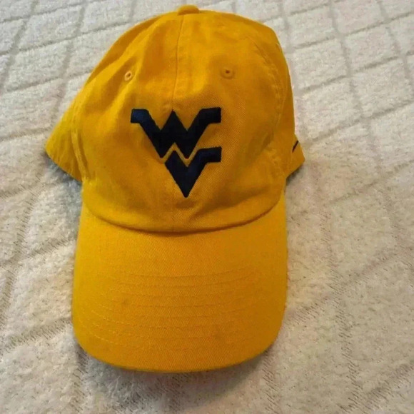 West Virginia Mountaineers Hat Cap Strap Back Yellow Performance Blue Logo WVU - Picture 1 of 8